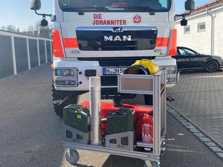 Die neue Zeltheizung mit passendem Rollcontainer. (Bild von Michael Dietzel) Die neue Zeltheizung mit passendem Rollcontainer.